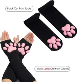 Kawaii Poot Kostuum Set - 3D Vingerloze Kat Klauw Handschoenen en Sokken voor Dames — thumbnail 5
