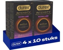 Durex Intensity Extra Glijmiddel Condooms - 10 stuks - Nieuwste generatie ultradunne, latexvrije condooms – Gedeelde lichaamswarmte x4