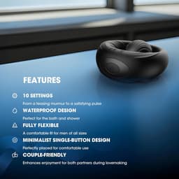 DOWO® - Vibrerende Cockring - met Flexibele Clitorisstimulator - Testikelstimulatie - Penisring - Cockring - 10 Vibratiestanden - Cock Ring Siliconen - Sex toys - Seksspeeltje voor Mannen & Vrouwen — thumbnail 4