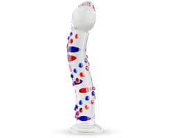 Gildo - Glazen G-Spot/Prostaatdildo No. 3 - Glazen Dildo - Gebogen Schacht - Genopte Structuur - Multi Coloured