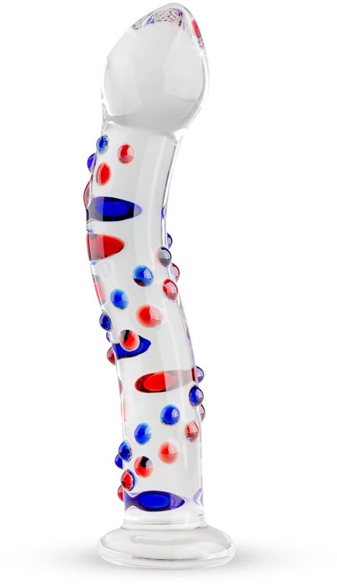 Gildo - Glazen G-Spot/Prostaatdildo No. 3 - Glazen Dildo - Gebogen Schacht - Genopte Structuur - Multi Coloured — afbeelding 1