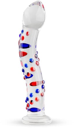 Gildo - Glazen G-Spot/Prostaatdildo No. 3 - Glazen Dildo - Gebogen Schacht - Genopte Structuur - Multi Coloured — thumbnail 1