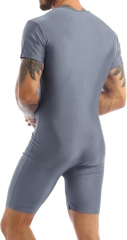 Heren Bodysuit Kort Mouw met Ritssluiting - Slim Fit Onderhemd Overall — thumbnail 2