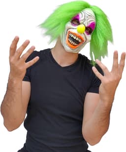 Griezelig Neon Clown Masker dat Licht Geeft in het Donker - Eng Kostuumaccessoire voor Halloween — thumbnail 2