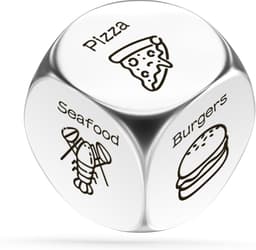 Eten Beslis Dobbelstenen - Romantische Spelletjes - Avondeten Plannen - Duurzaam Roestvrij Staal - Compact Formaat — thumbnail 1