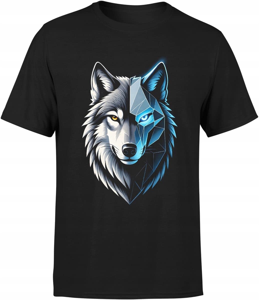JHK - Mannenshirt - Geometrische Wolfprint - Fantasy - 100% Katoen — afbeelding 1