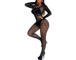 Netkousen Bodysuit Vrouwen - Sexy Fishnet Jumpsuit Bodystocking voor Dames