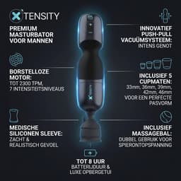 Xtensity 1 – Automatische Masturbator – Langduriger Vacuüm orgasme - 7 snelheden tot ultieme sensatie - Push-pull krachten - Oplaadbaar – Diepere stimulatie – sex toys voor mannen – masturbators voor man – sex speeltjes – seksspeeltjes – Zwart — thumbnail 2