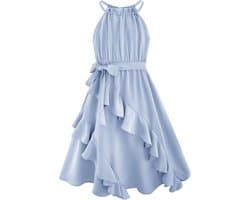 Zomerjurk Meisjes Halter Tie Back Gelaagde Ruches A-lijn Jurk 5-14 Jaar
