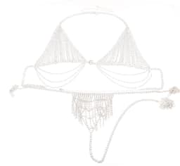 Luxe Zilverkleurige Body Chain Lingerie Set – Elegante Dames Sieraden-Lingerie met Kristallen — thumbnail 4