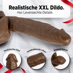 Rosebay XXL Dildo - Grote Dildo - Reusachtige Dildo - Realistische Dildo met Balzak - Dildo met Zuignap - Dildo voor Mannen en Vrouwen - XL Dildo - 31 cm - Donker Bruin — thumbnail 4