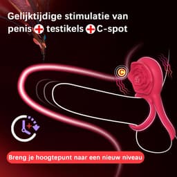DOWO® - Vibrerende Cockring - met Roos Clitoris Stimulator - Cockring Vibrerend - Penisring - Cock Ring Siliconen - Sex toys - Seksspeeltje voor Mannen — thumbnail 5