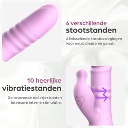 Sinsaa Rabbit Vibrator voor Vrouwen - Tarzan Vibrator met 10 Vibratiestanden - G-Spot & Clitoris Stimulator - 3in1 Vibrators - Dildo met 6 Pulsatiestanden - Seksspeeltjes voor Koppels - Sex Toys voor Vrouwen - Inclusief glijmiddel — thumbnail 3