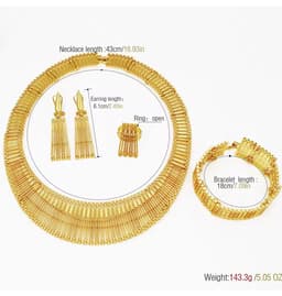 Elegante luxe sieraden set goudkleurig - Ketting - Oorbellen - Armband - Ring — thumbnail 2