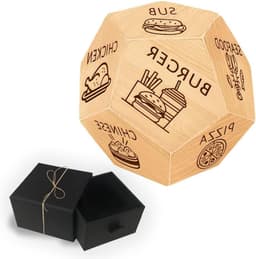 Titel: Houten Voedsel Dobbelstenen Set - Grappige Voedsel Beslissingsspellen - Origineel Huwelijkscadeau - Inclusief Ring Doosje - Voor Valentijnsdag — thumbnail 1
