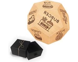 Titel: Houten Voedsel Dobbelstenen Set - Grappige Voedsel Beslissingsspellen - Origineel Huwelijkscadeau - Inclusief Ring Doosje - Voor Valentijnsdag