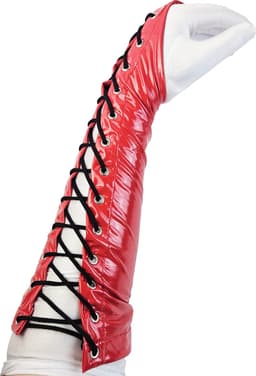 BamBella ® Handschoenen - Maat onesize - Datex (Mix latex en stof ) Sexy Rood Glans lak vetersluiting — thumbnail 2