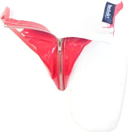 BamBella® Erotische onderbroek - Maat S/M - Wetlook string Dames - Rood Datex mix latex en stof ondergoed Sexy BDSM kleding met rits open kruis — thumbnail 6