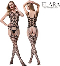 Elara - Andrea - Bodystocking Erotische Lingerie met Open Kruis - Catsuit - S t/m XL - Sexy Dames Lingerie - Bodysuit — thumbnail 1