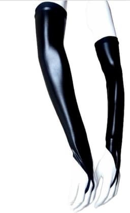 Sexy Handschoenen L/XL Zwart lange lak handschoen Glans Shiny Lakleer valentijn Gogo dancing dans accessoiren lange vingerloze gloves — thumbnail 5