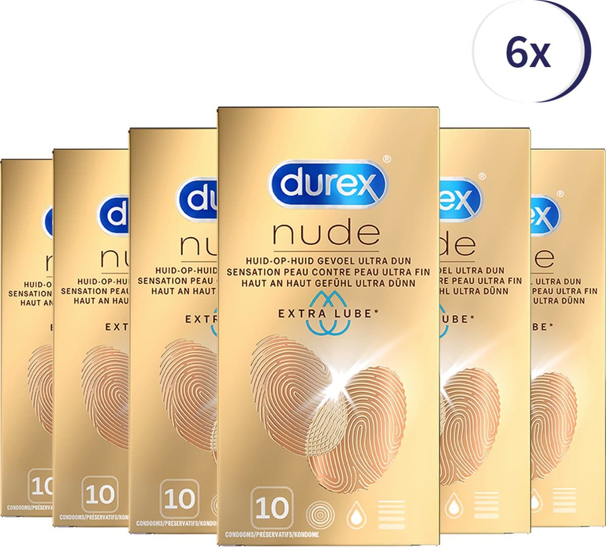 Durex Condooms Nude Extra Lube 10st - 6 Stuks - Voordeelverpakking — afbeelding 1