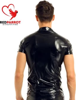 PU Lederen Overhemd - Heren - Blouse - Knoopjes - Erotisch Shirt - Zwart — thumbnail 4