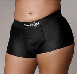 Shots - Ouch! OU825BLKXLXXL1 - Vibrating Strap-on Boxer - Black - XL/XXL — thumbnail 1