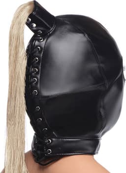 Ponytail Bondage Hood - Zwart — thumbnail 4