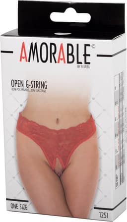 Amorable - Kanten String Met Open Kruis - Rood - One Size — thumbnail 3