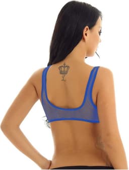 Visnet BH Blauw |Sexy Crop Top | U Hals | Doorzichtig | See Thru — thumbnail 3