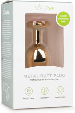 EasyToys - Buttplug met Hartje - Sex Toys voor Mannen en Vrouwen - Buttplugs - Goud/Roze — thumbnail 2