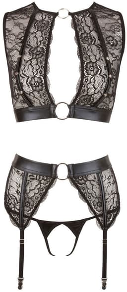 Cottelli Collection – Bondage Jarretel Set met Hand Boeien voor Onderdanig Genot – Maat S – Zwart — thumbnail 7