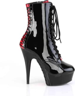 Pleaser - DELIGHT1020FH Plateau Laarzen - US 11 - 41 Shoes - Zwart/Rood — thumbnail 5