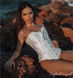 Sexy wit korset met haaksluiting | Maat 48 | Witte Lingerie Korsetten — thumbnail 14