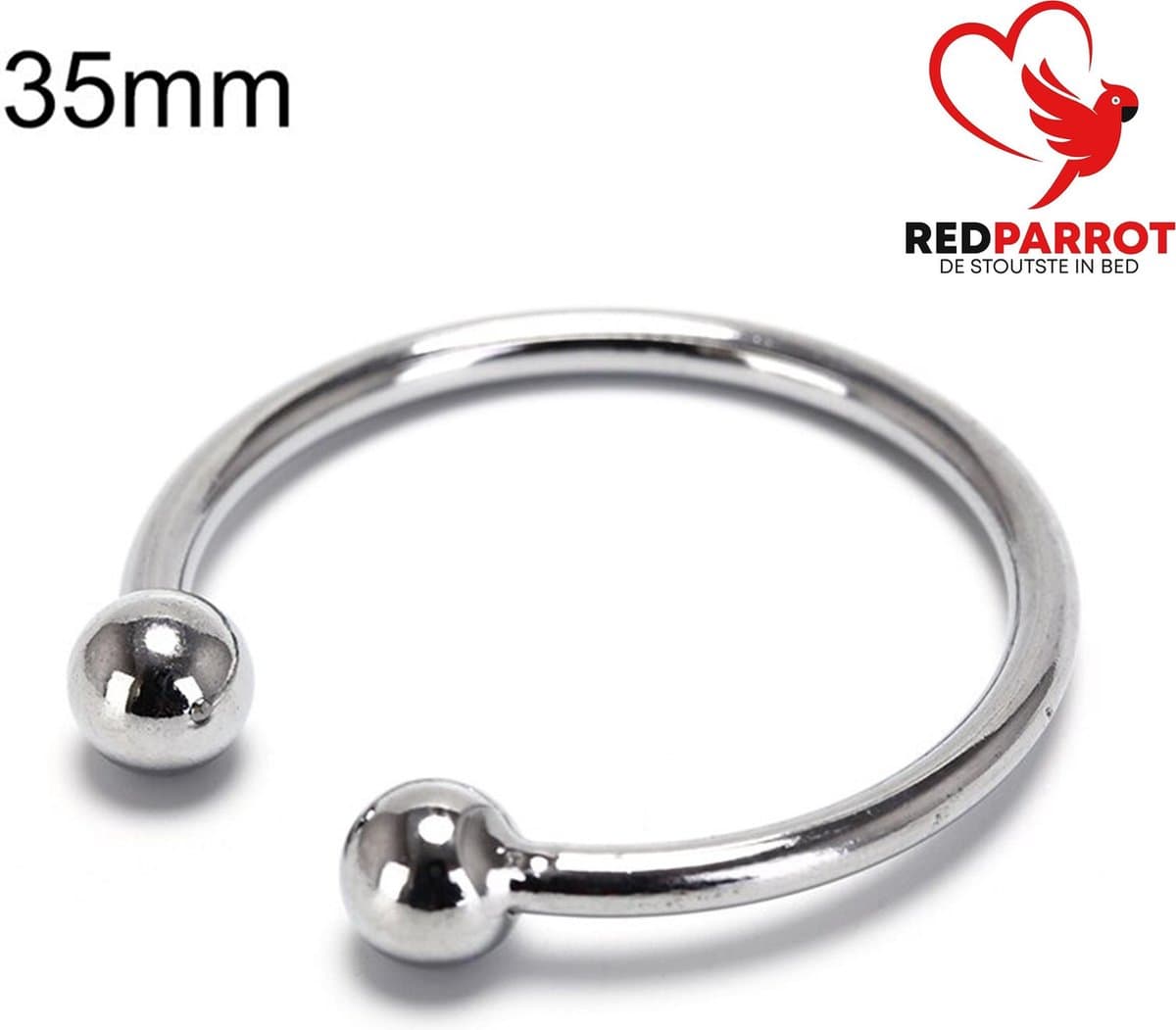 Eikelring RVS - 35MM – Met Kogeluiteinden – Intiem Accessoire – Staal — afbeelding 1