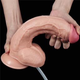 Spuitende Realistische Dildo met Knijpbal - 25.4 cm - Squirting Dildo - Met zuignap - Met balzak - Sex Toys — thumbnail 8