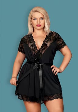 Obsessive Kimono & String - Erotische Kimono - Maat L/XL - Zwart — thumbnail 16