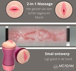 ME'ADAM - Masturbator - 2-1 Deepthroat & Pussy - Blowjob - Pocket Pussy en Mond - Sex Toy voor Mannen - 20 cm doublefun - masturbator voor mannen — thumbnail 4