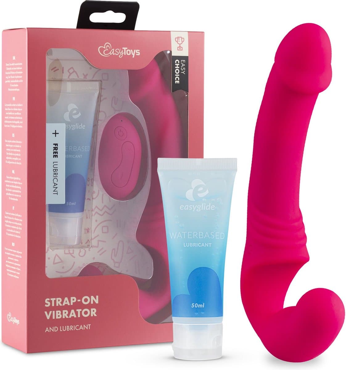 Easy Choice - Love Rider - Strapless Vibrator - Strap On Vibrator - Sex Toys voor Vrouwen - Vibrators voor Vrouwen - Dildo - Strapon - Glijmiddel Waterbasis - EasyGlide Glijmiddel - Erotische Giftset - Cadeau Vrouw - EasyToys - Roze — afbeelding 1