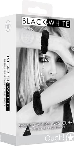 Pleasure Furry Hand Cuffs - With Quick-Release Button — thumbnail 2