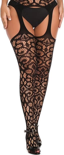 Sexy luxe zwarte panty kousen met jarretelgordel -Luxe panty - jarretel kousen- Cadeau voor Vrouw - Erotische kousen — thumbnail 3