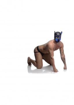 Neoprene Puppy Hood - Black and Blue — thumbnail 3