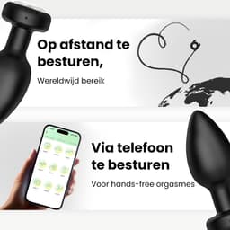 LoveVlijt - Vibrerende Buttplug met App - Wereldwijd Bereik - Sex Toys voor Koppels, Mannen en Vrouwen - Op Afstand te Besturen - Anaal Dildo - Waterdicht - Anaal Vibrator - Buttplug - Anale Speeltjes - Inclusief Bullet Vibrator - Intense Orgasmes — thumbnail 3