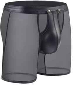 LekkerStout PU Boxershort Met lange Pijpen - Open Kruis - Zwart - Sexy Herenondergoed | L | ( LS067 ) — thumbnail 6
