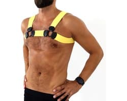 Kiotos - Elastisch Borstharnas - Tuigje - Riemenbody - Geel - Maat L/XL