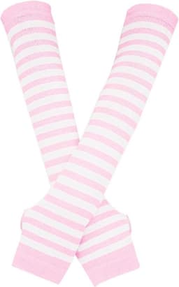 Lange armwarmer voor dames in punk gothic- en rockstijl - vingerloze handschoenen - roze/wit - Eén maat - trendy accessoires — thumbnail 1