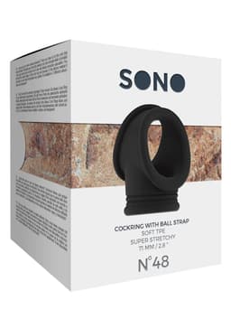 No.48 - Cockring with Ball Strap - Black — thumbnail 2