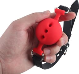 Banoch - ball gag siliconen medium - rood Ø 4,5 cm - bdsm — thumbnail 2