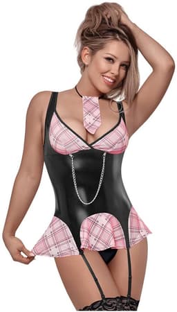 LINGERIE OUTLET C134PINLRG - Discipline Me Schoolgirl - Black / Pink L/XL — thumbnail 4