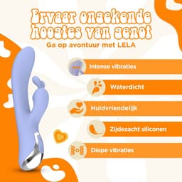 PureVibe® LELA Tarzan Rabbit Vibrator Clitoris & G-spot Stimulator - Bunny - Fluisterstil & Discreet - Licht paars - Dildo - Erotiek Sex Toys - Ook voor Koppels — thumbnail 4